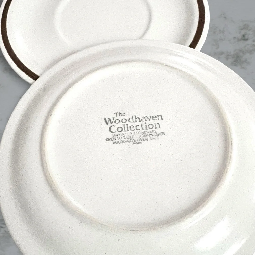 2 Small Saucers Plates Woodhaven Collection Pleasant Groves Set of 2 Vintage - Picture 3 of 4